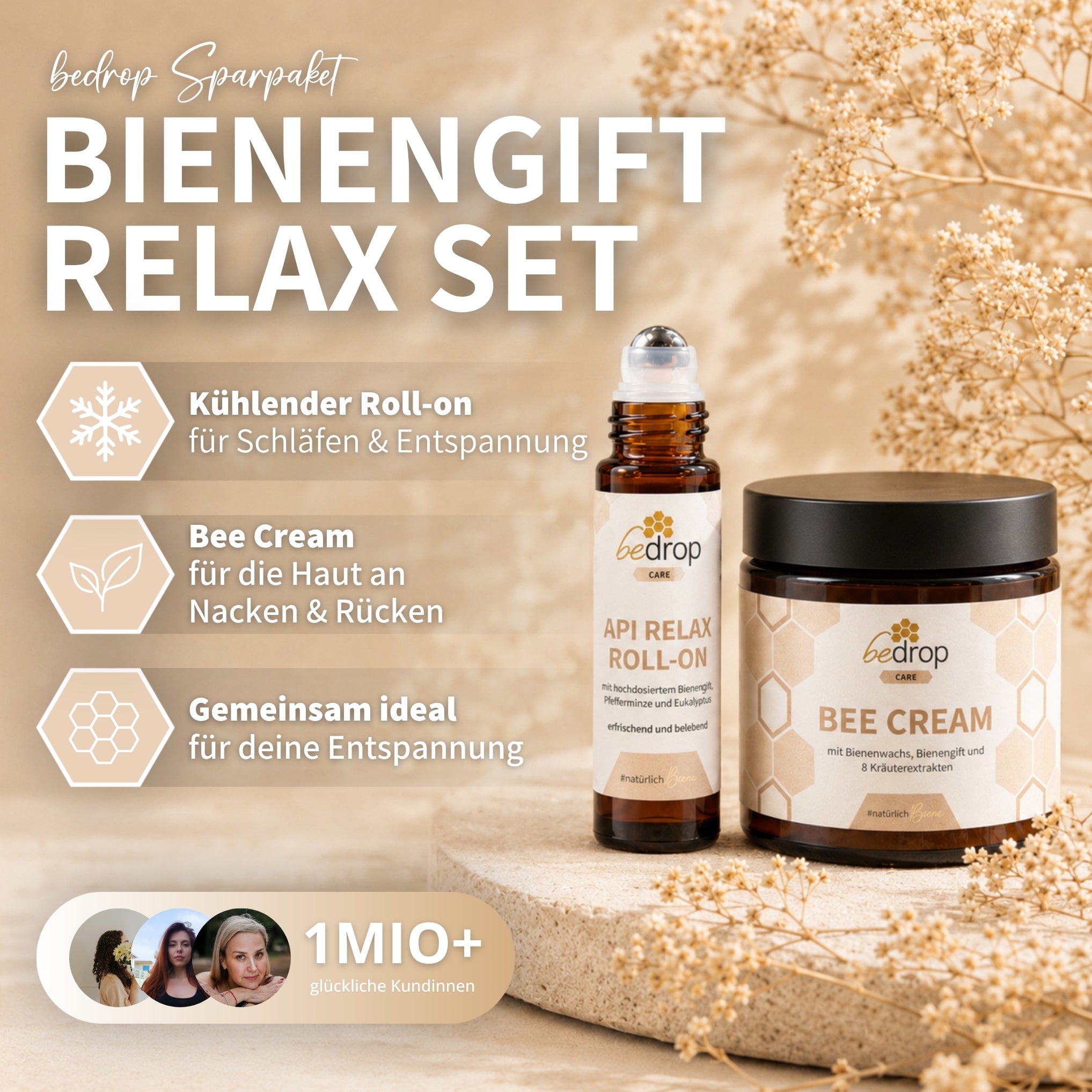 Coffret détente au venin d'abeille : Bee Cream + Api Relax Roll On pour une détente rafraîchissante