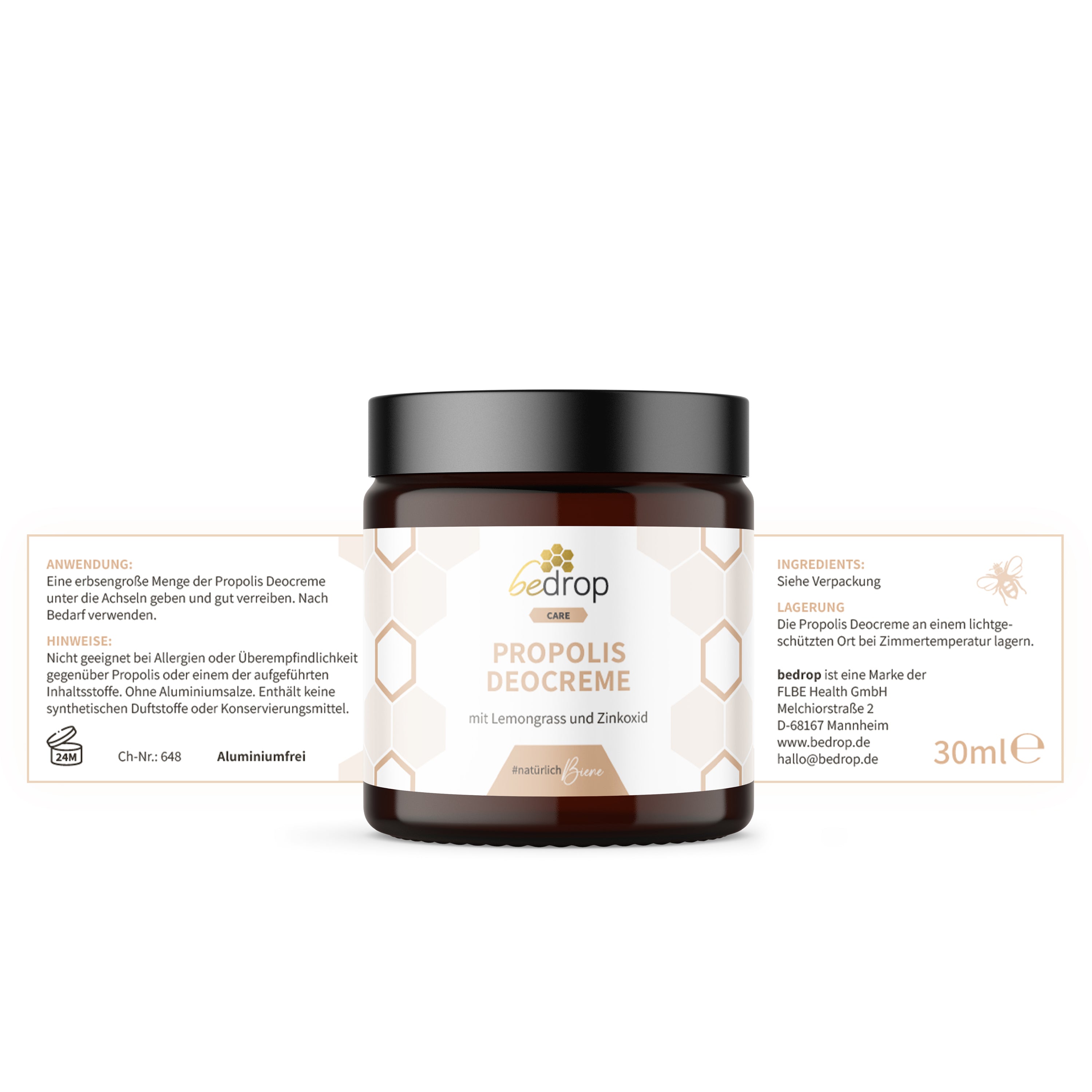 Propolis déodorant crème / solide à la citronnelle - 30ml