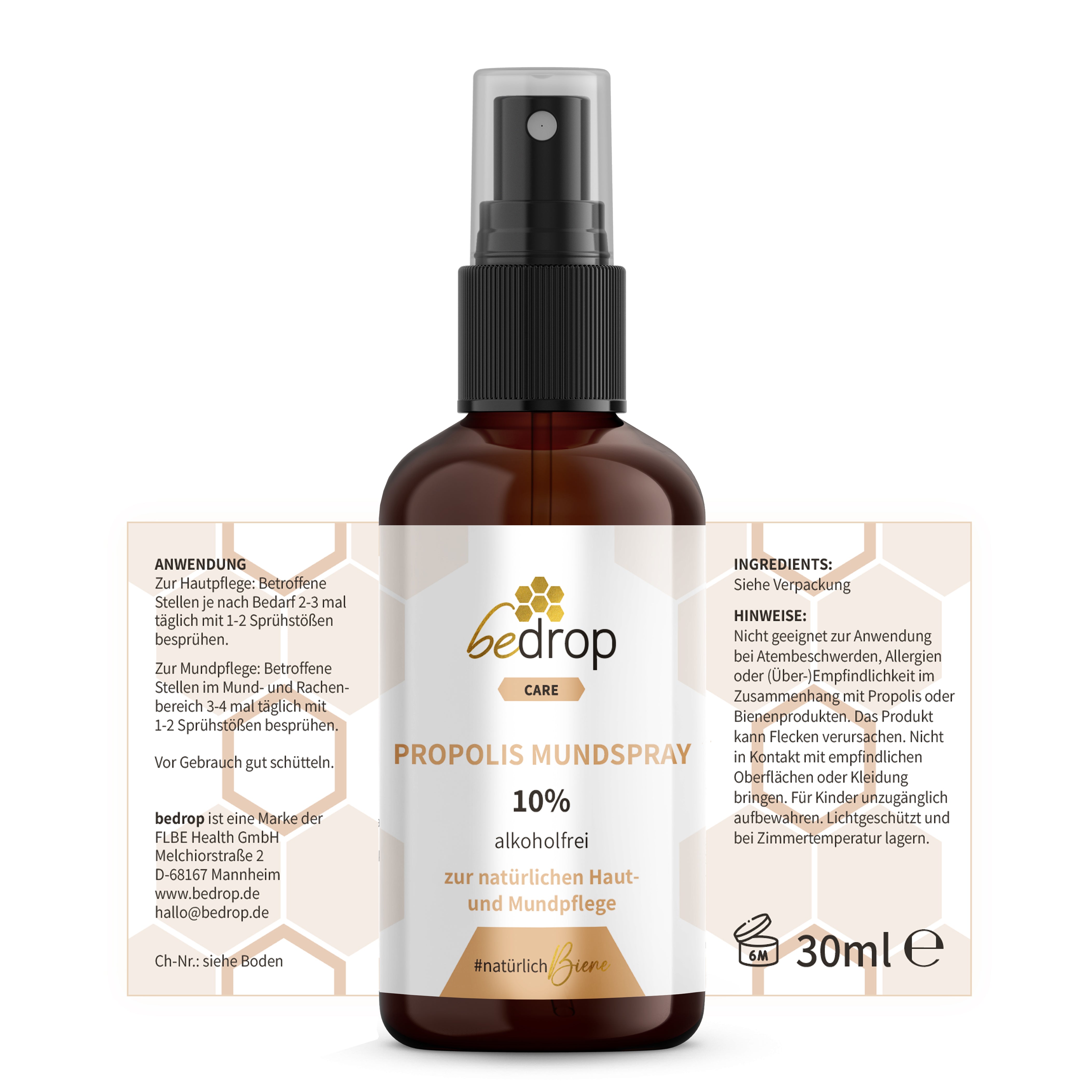 Spray buccal de teinture de propolis (sans alcool & soluble dans l'eau) - 30ml