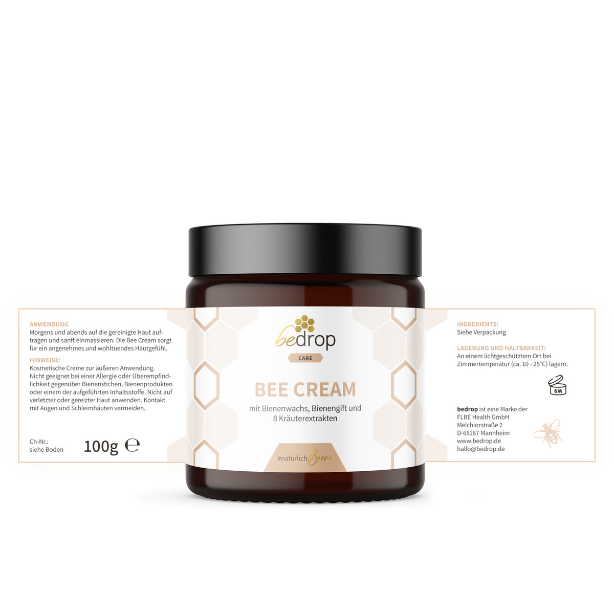 Bee Cream pommade au venin d'abeille avec 8 extraits d'herbes - 100g