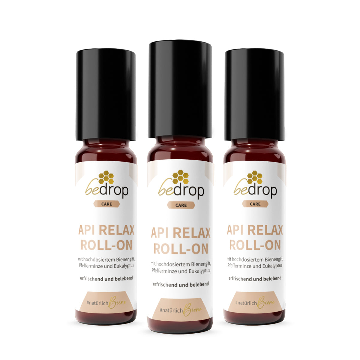 Set d'avantage : 3x Api Relax Roll-On avec du venin d'abeille hautement dosé, de la menthe poivrée et de l'eucalyptus - 10ml