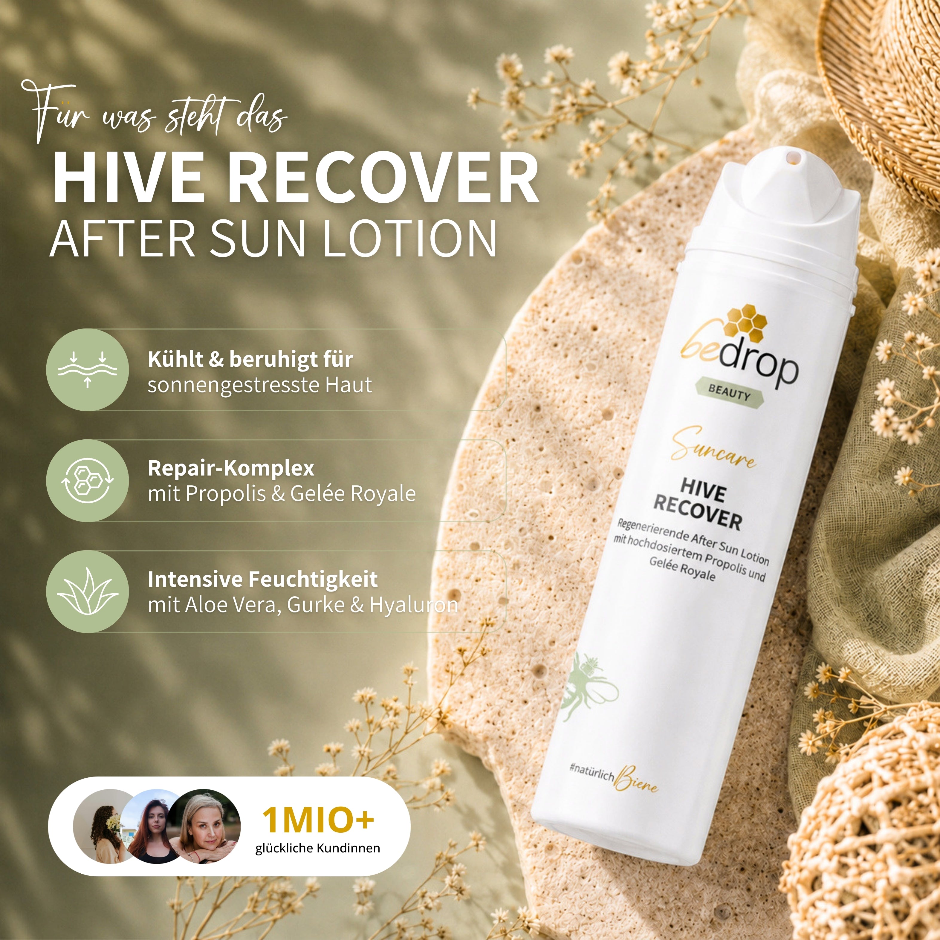 HIVE RECOVER - Lotion régénératrice après-soleil à la gelée royale hautement dosée & à la propolis - 200ml