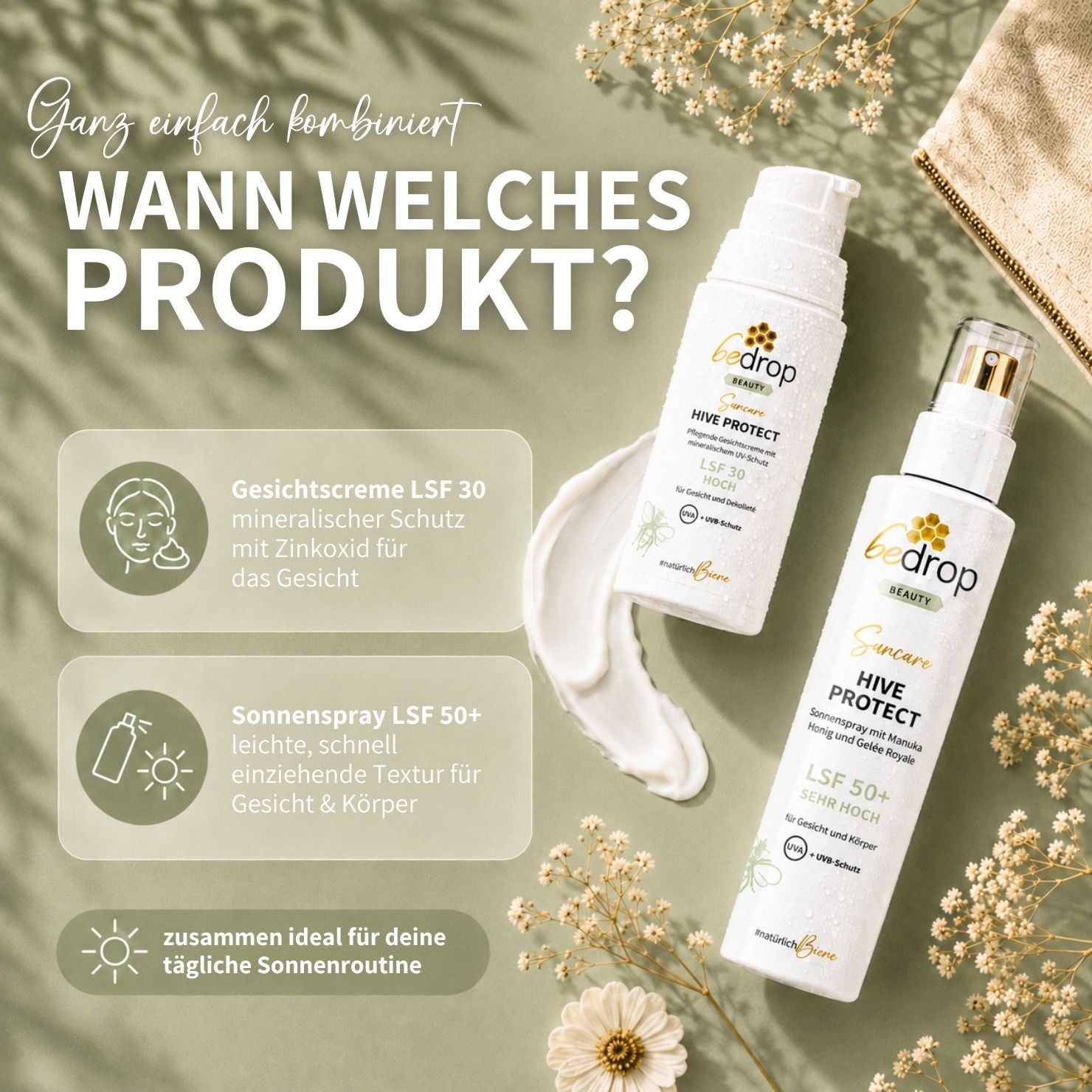 Kit de protection solaire : spray solaire Hive Protect SPF 50+ et Hive Protect SPF 30
