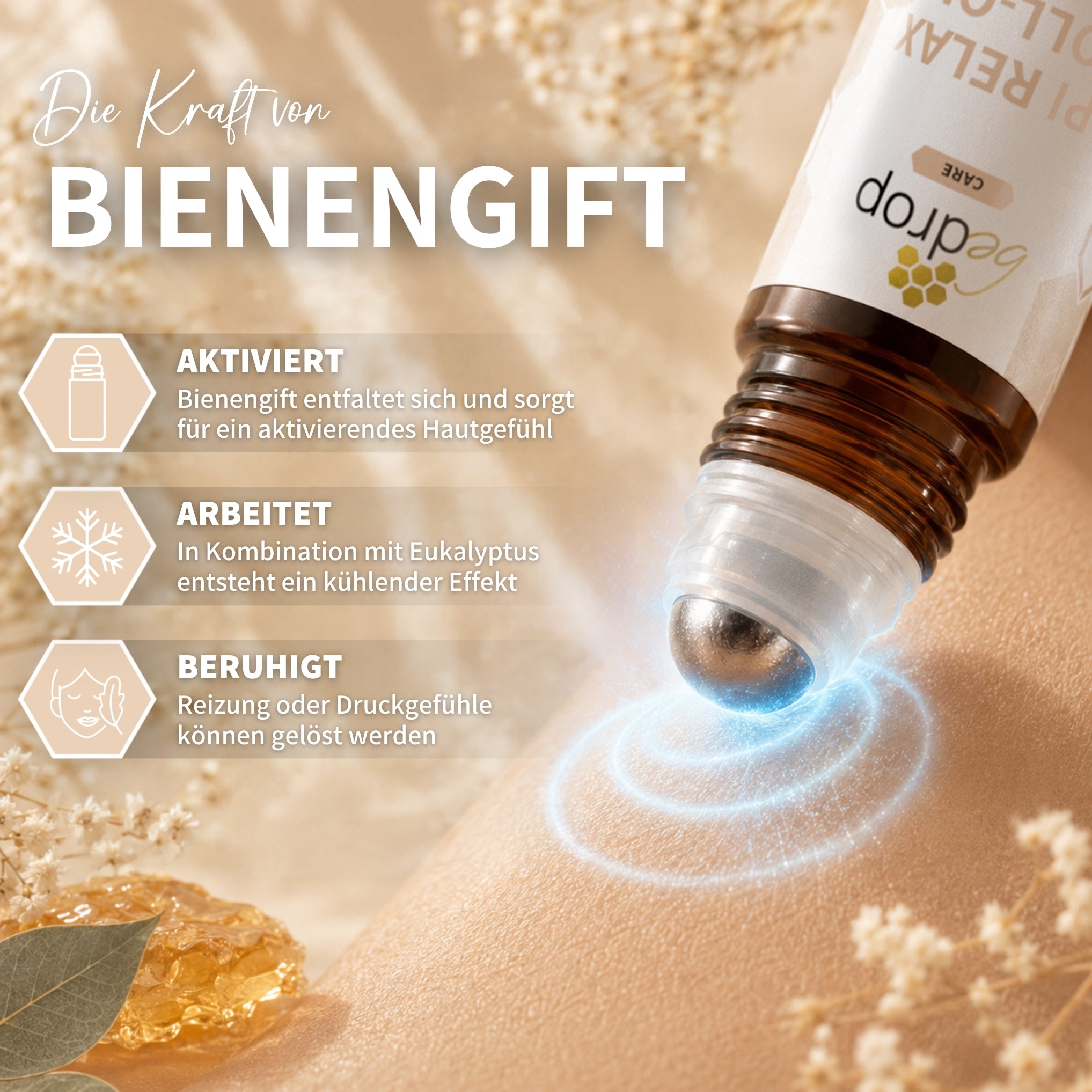 Coffret détente au venin d'abeille : Bee Cream + Api Relax Roll On pour une détente rafraîchissante