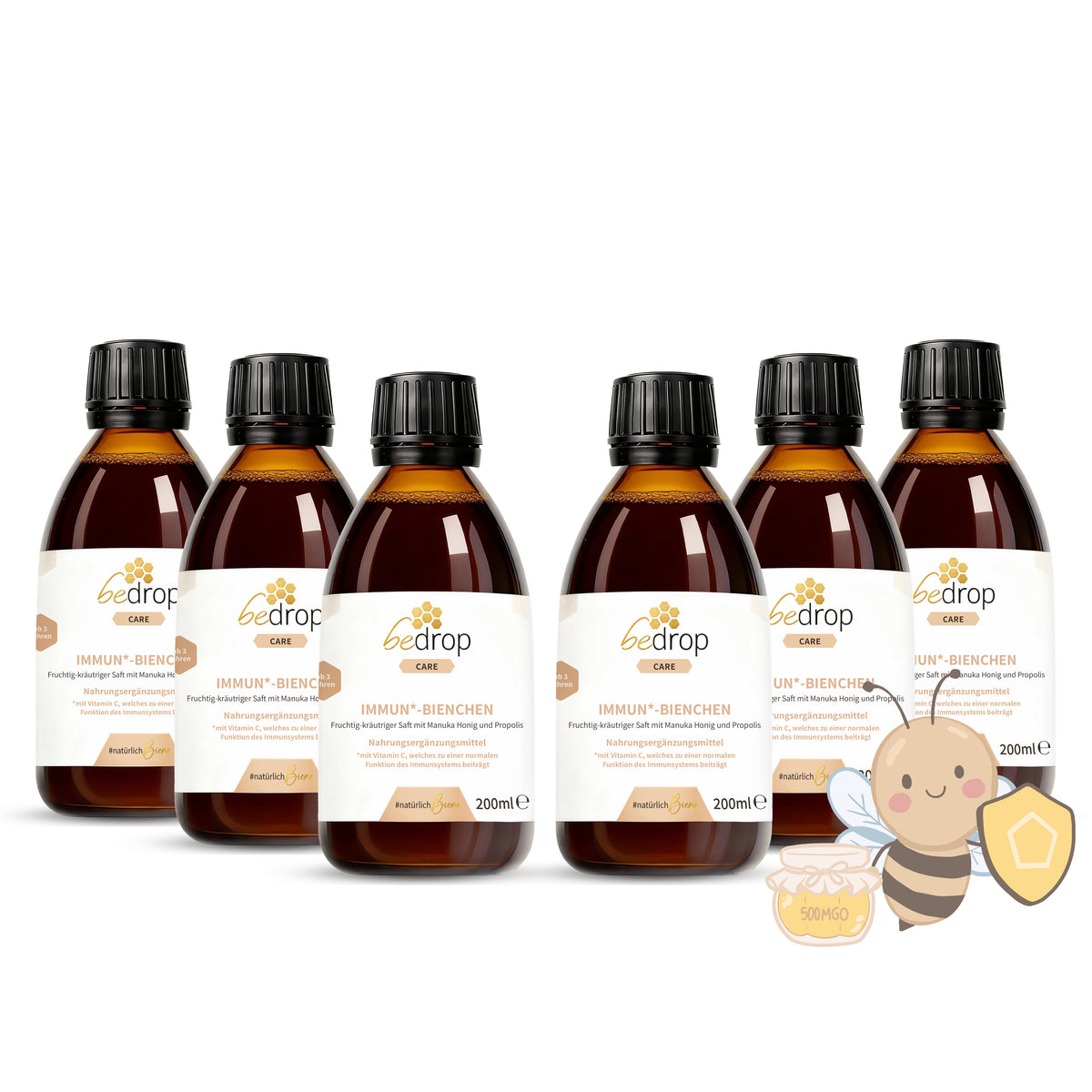 Lot promotionnel : 6 x IMMUN*-BIENCHEN - Jus aux notes fruitées et herbacées, au miel de Manuka et à la vitamine C d'acérola / 200 ml