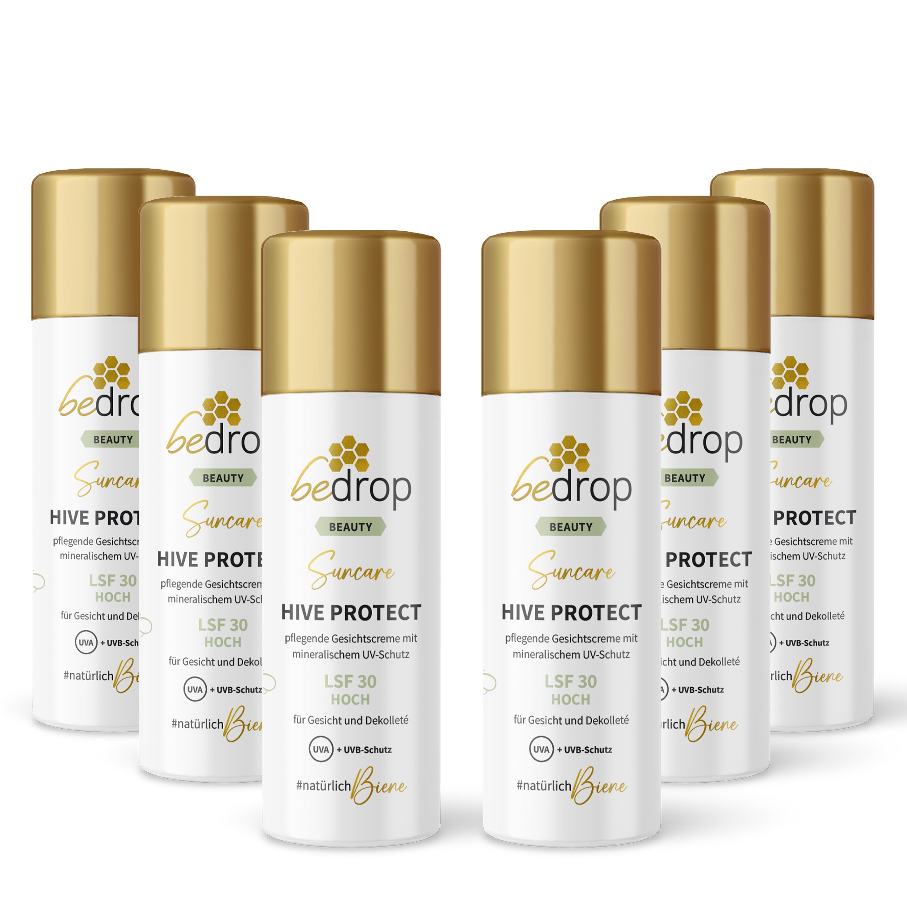Lot promotionnel : 6 x HIVE PROTECT SPF 30 - Crème solaire pour le visage avec protection minérale contre les UVA et les UVB  - 50 ml
