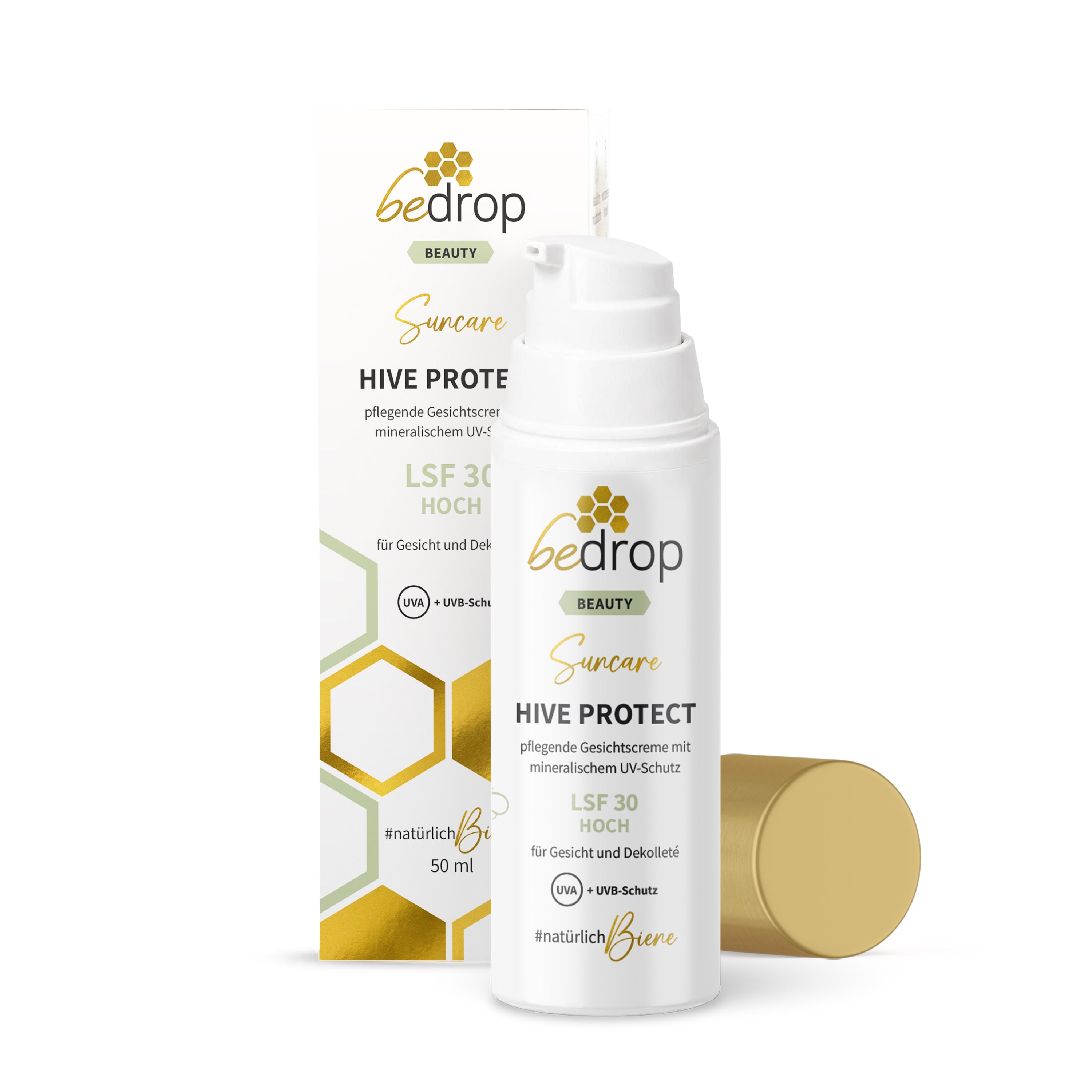 HIVE PROTECT SPF 30 - Crème solaire pour le visage et le décolleté avec protection minérale contre les UVA et les UVB  - 50 ml