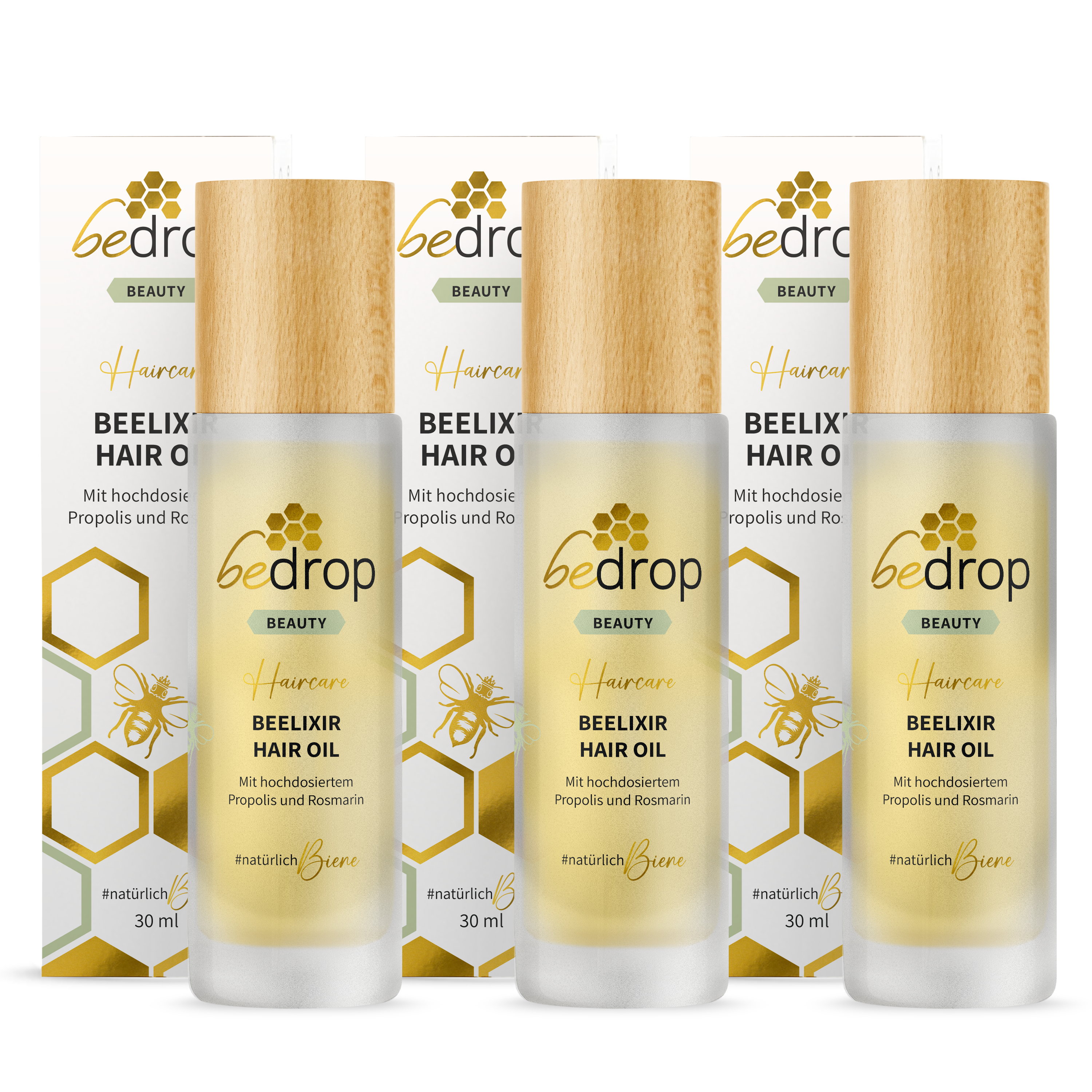 Set d'avantages : 3x BEELIXIR HAIR OIL / Huile capillaire au miel de manuka, propolis et extrait de romarin - 30ml