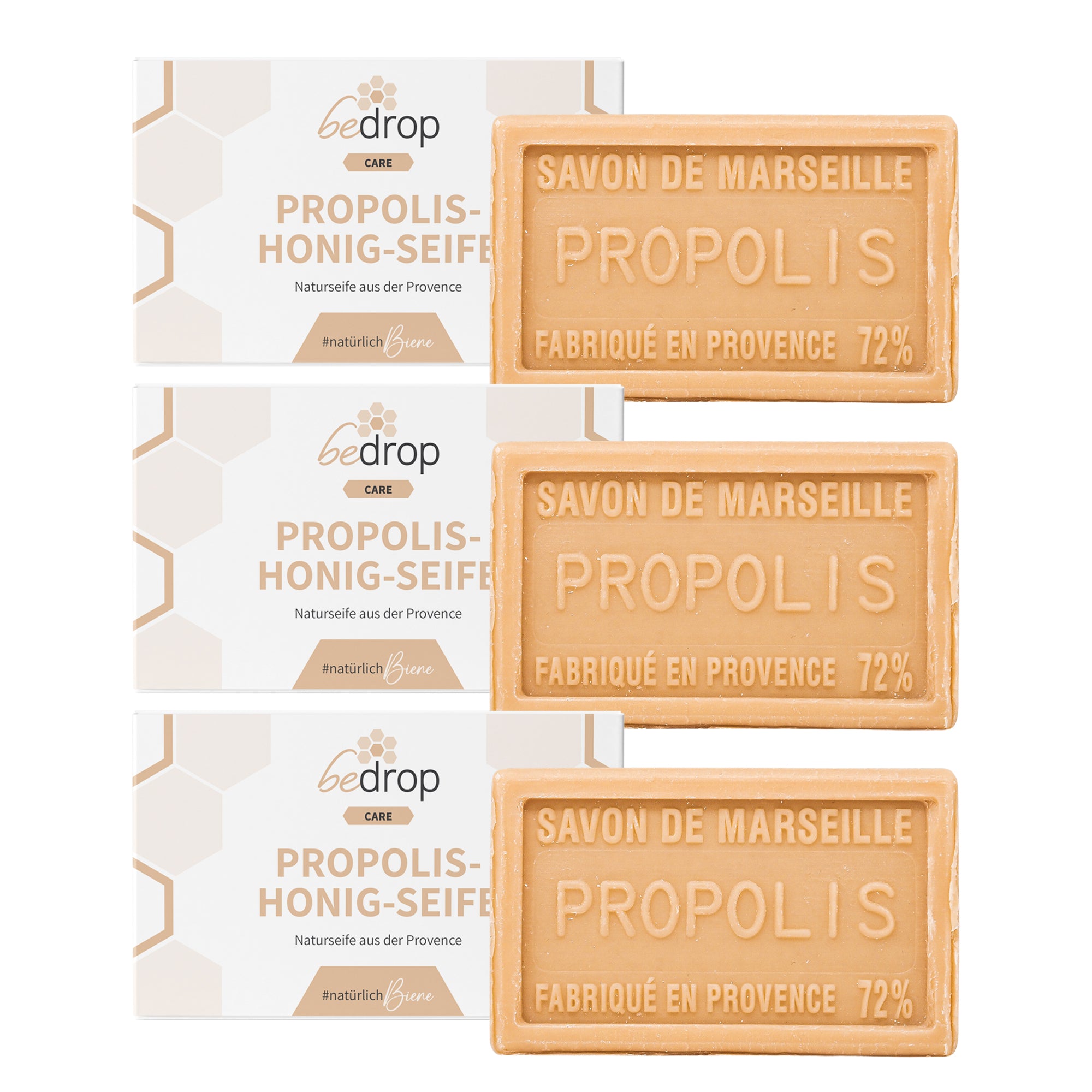 Lot avantageux : 3x Savon au miel et à la propolis Savon naturel pour les mains / le corps de Provence - 100g à prix économique
