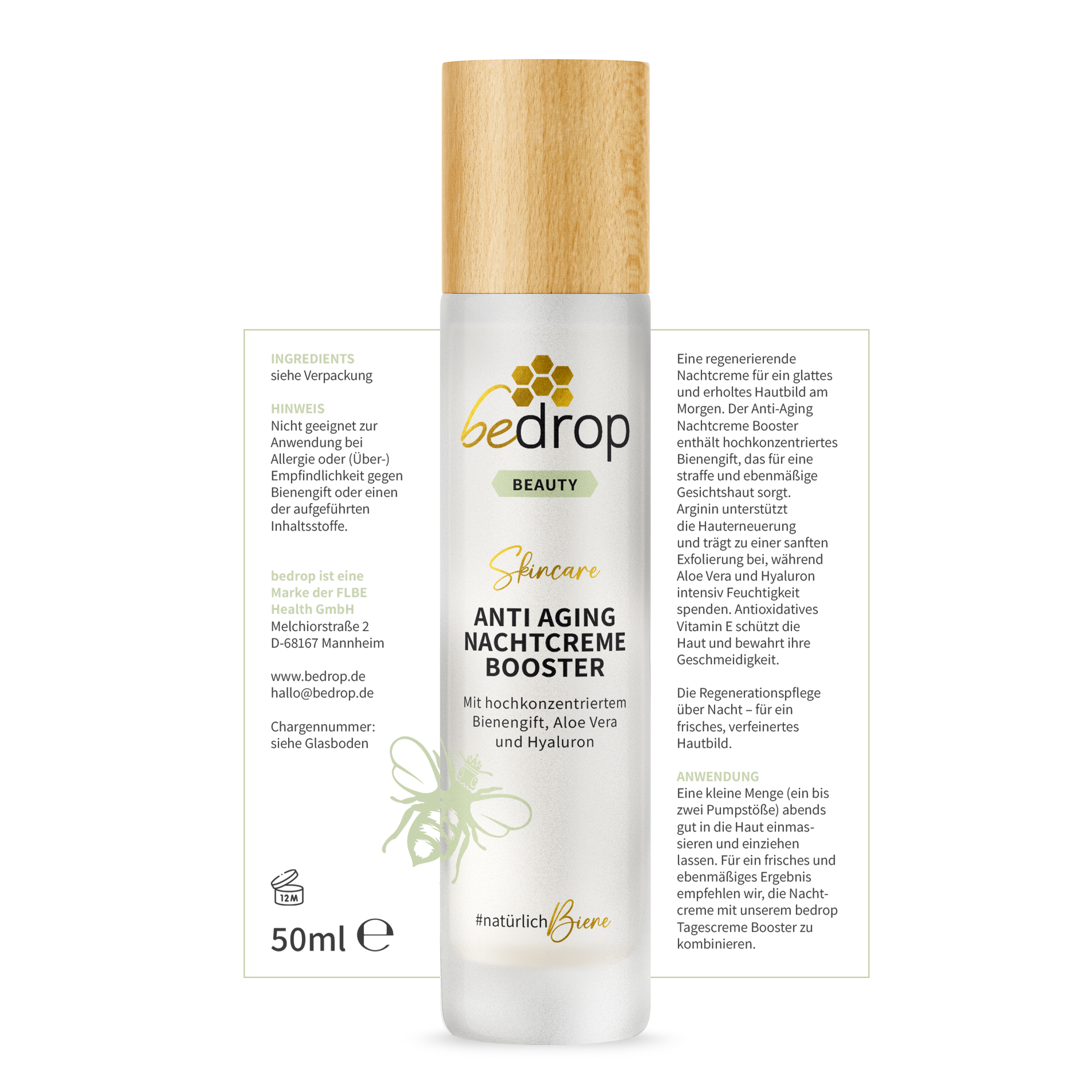 Coffret avantage : 3x CREME DE NUIT ANTI AGING BOOSTER / soin de nuit régénérant au venin d'abeille, aloe vera et hyaluron - 50ml