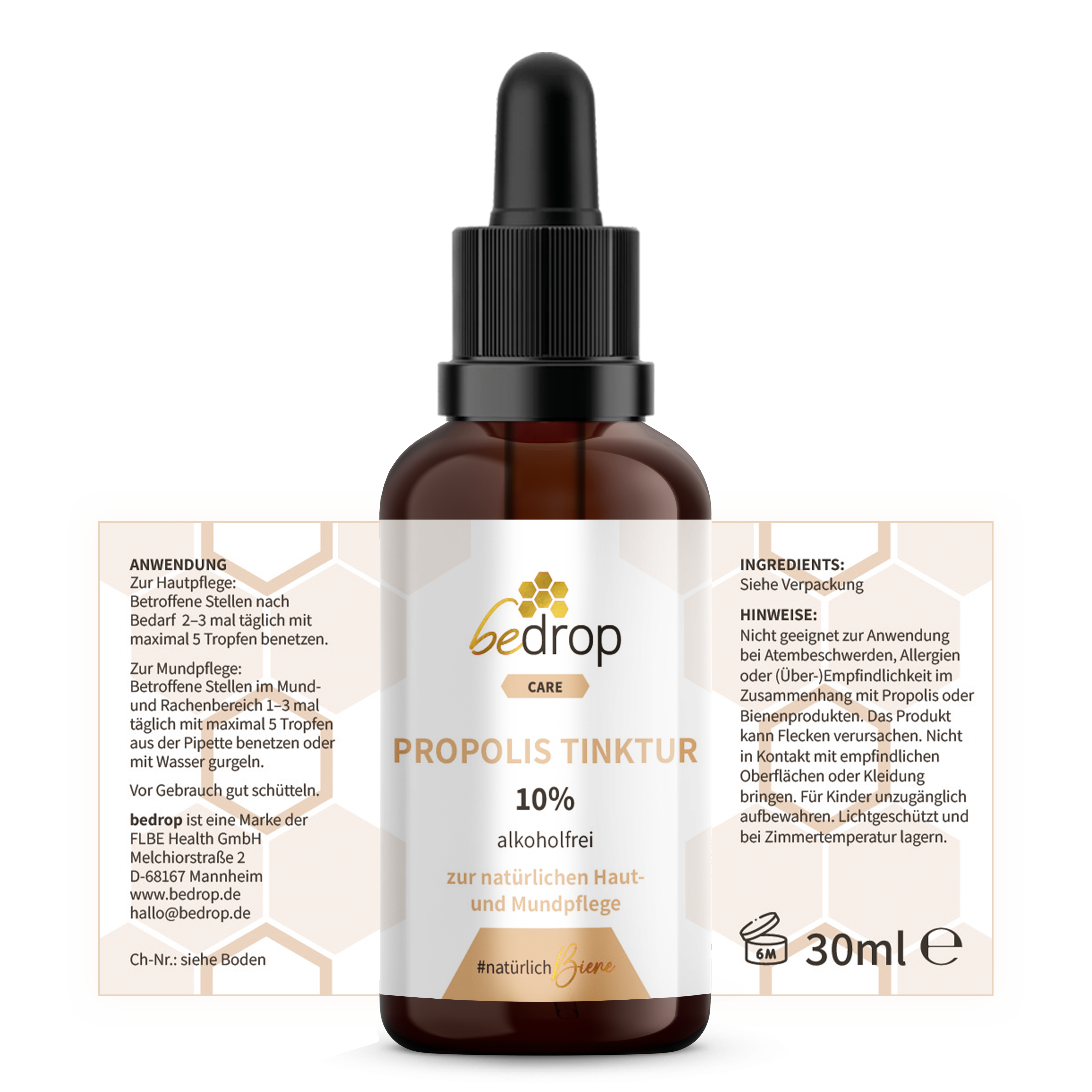 Teinture de propolis avec pipette (sans alcool & soluble dans l'eau) - 30ml