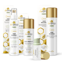 Coffret de soins solaires : baume solaire pour les lèvres, crème visage/crème solaire Hive Protect + spray solaire et après-soleil, SPF 30 et SPF 50+