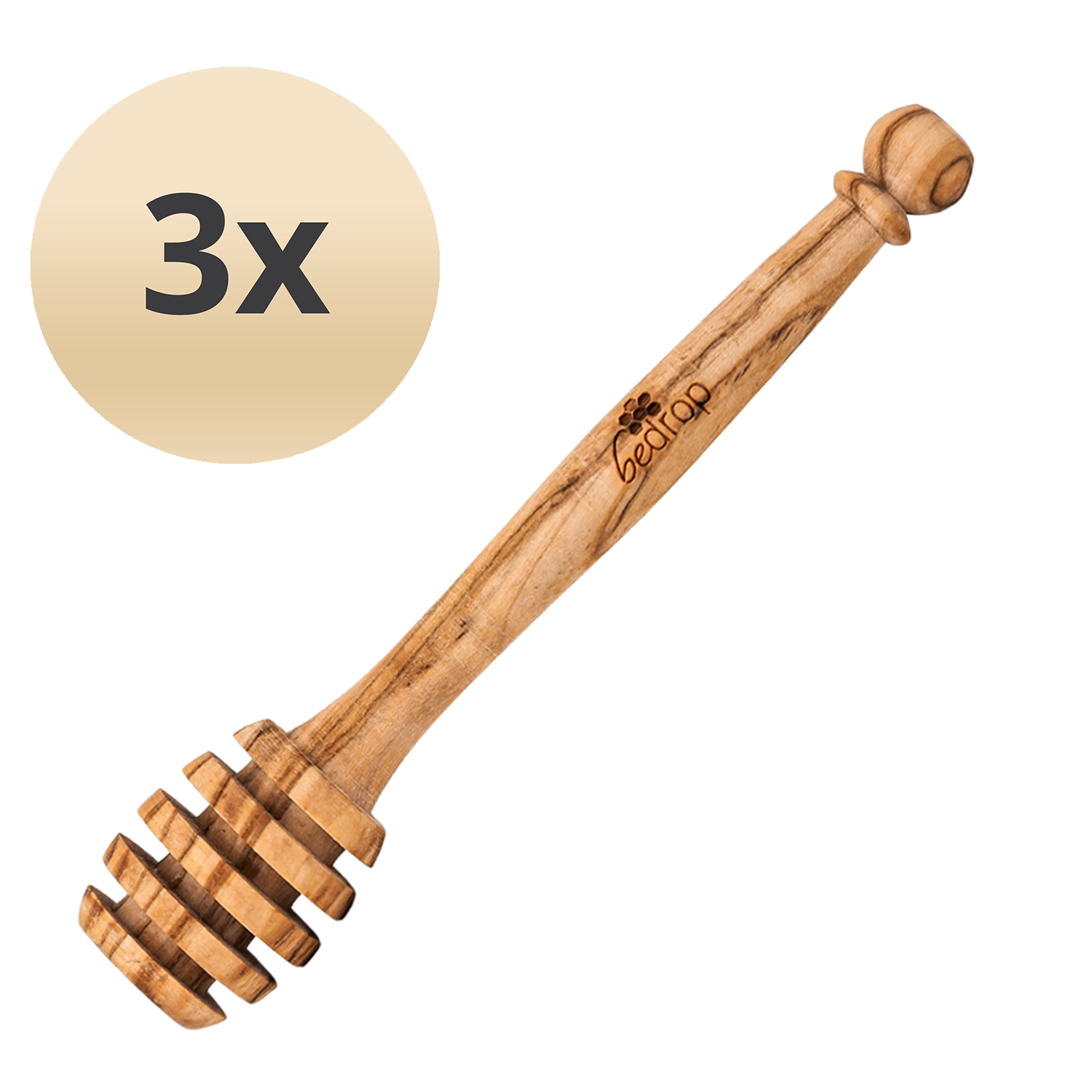 Set d'avantages : 3x cuillères à miel en bois d'olivier véritable